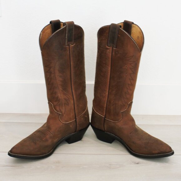 Justin Boots Apache Bay Distressed Brown Leather Womens Cowgirl Boots L4935 6.5B - Picture 8 of 14